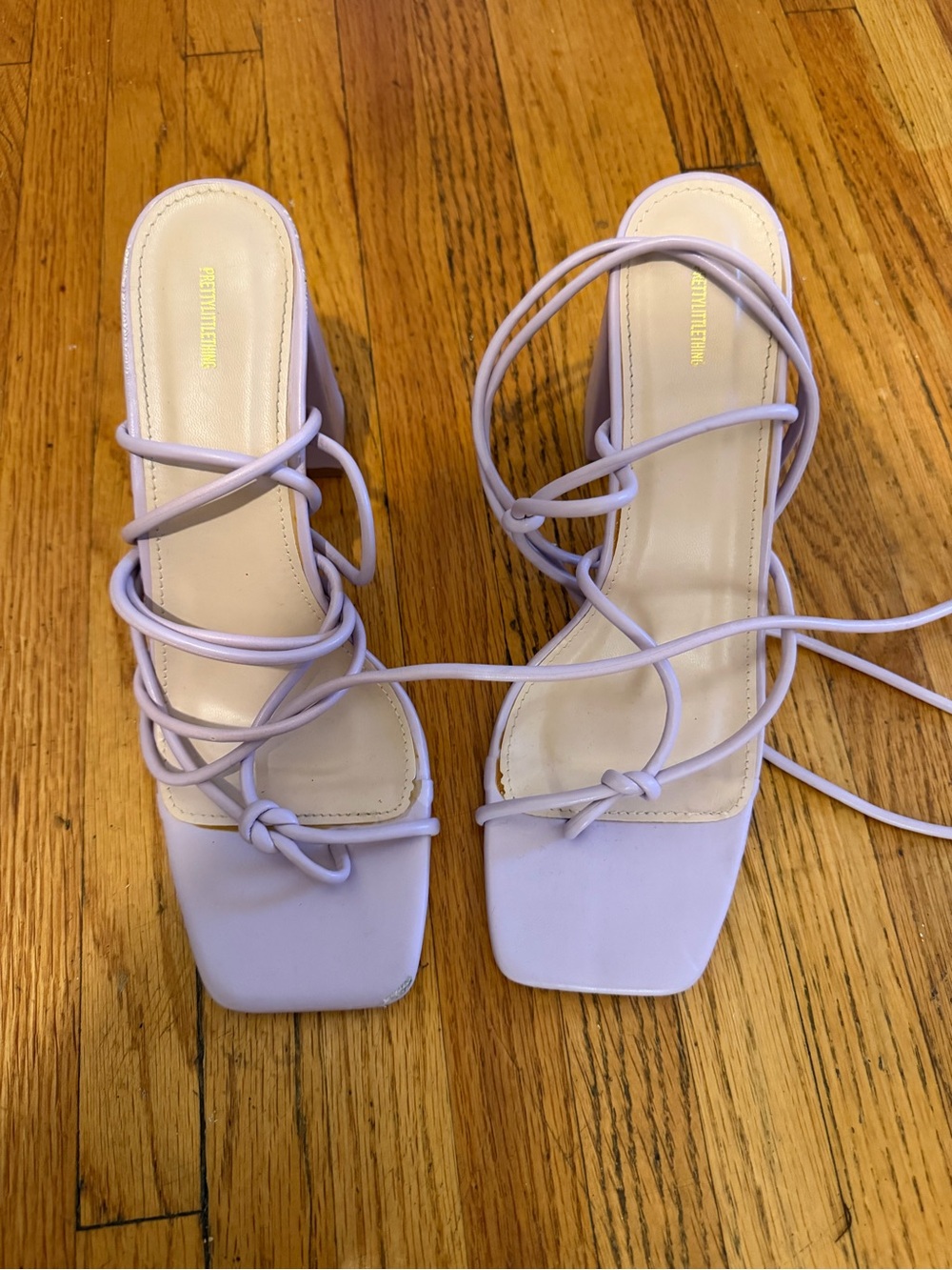 Lavender Strappy Square-Toe Heeled Sandal from PrettyLittleThing